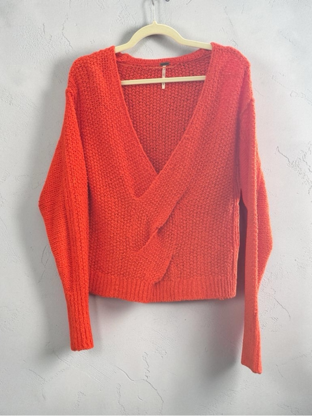 Free People Coco V-neck Sweater in a Vibrant Orange